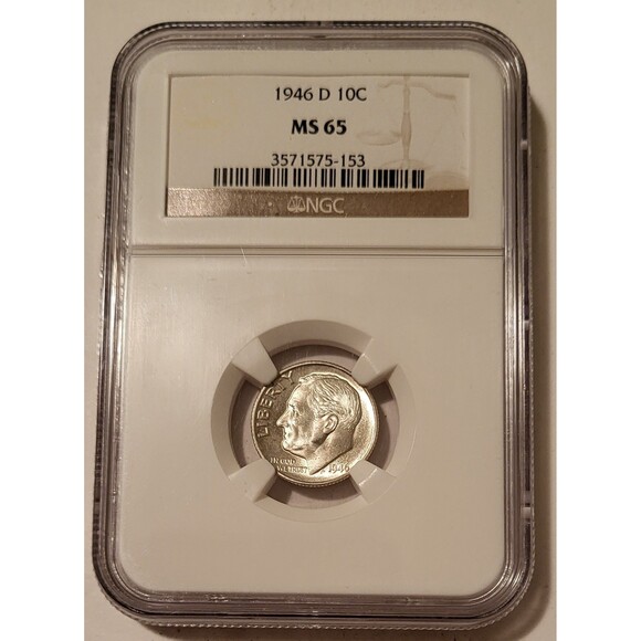 1946 D Roosevelt Dime MS65 NGC - Picture 1 of 2